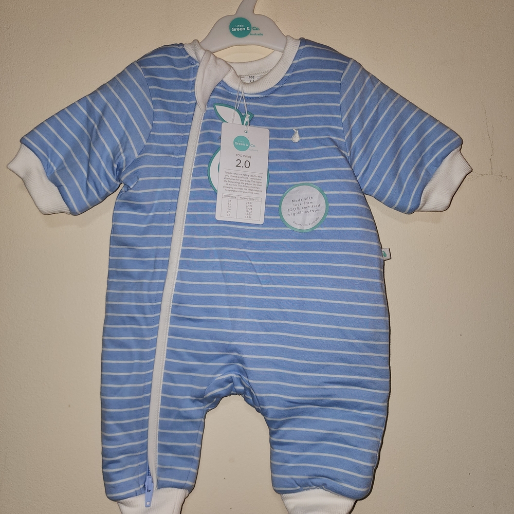 Carter's Blue and White Striped Footie One Piece